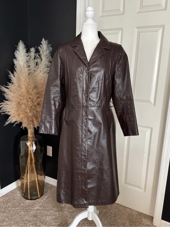 Tibor Jackets & Blazers - Vintage 70s Nappa Leather TIBOR Long Trench Coat Brown Leather Jacket